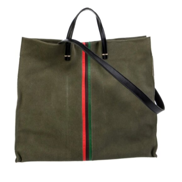 Clare V Handbags - - Clare V. Simple Stripe Suede ToteCLARE V. Olive Army Green
